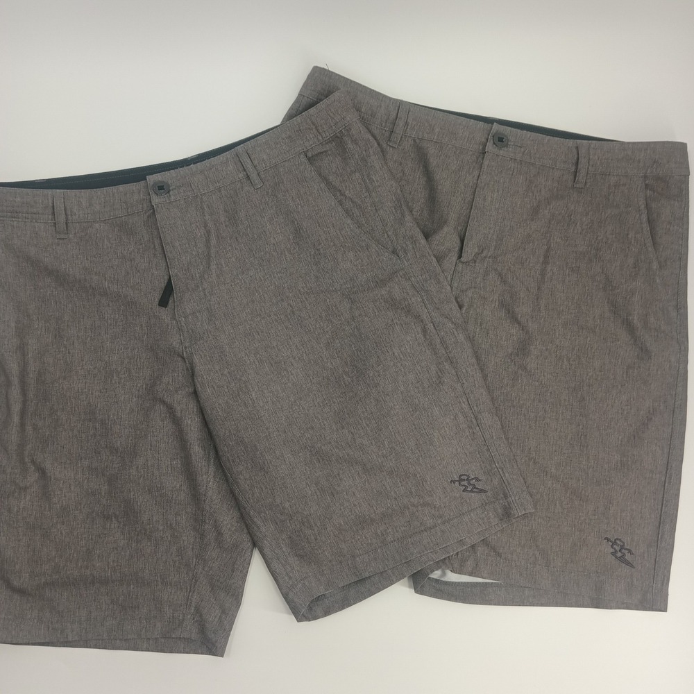 Lot of 2 Da Hui Mens Hybrid Shorts Heathered Gray Stretch Boardshorts Size 36